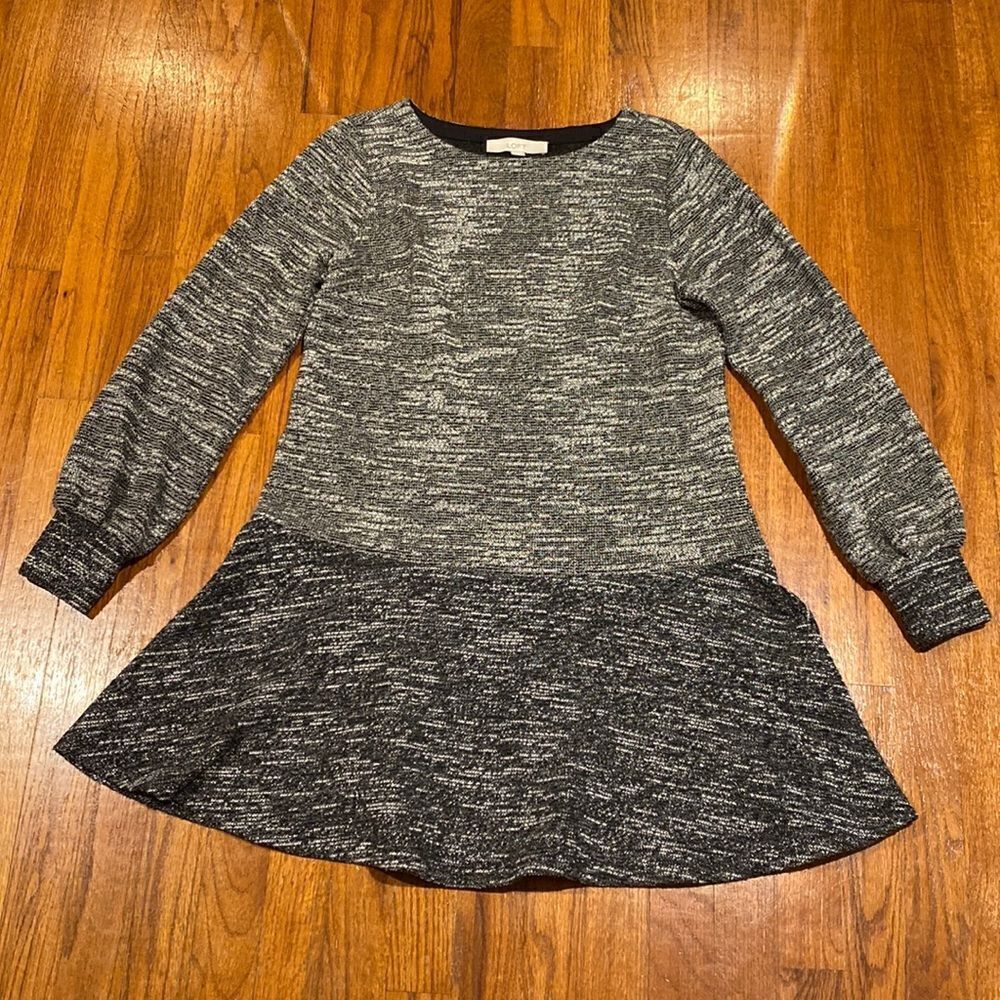 Loft Knit Sweater Dress - Balloon Long Sleeve - Size S